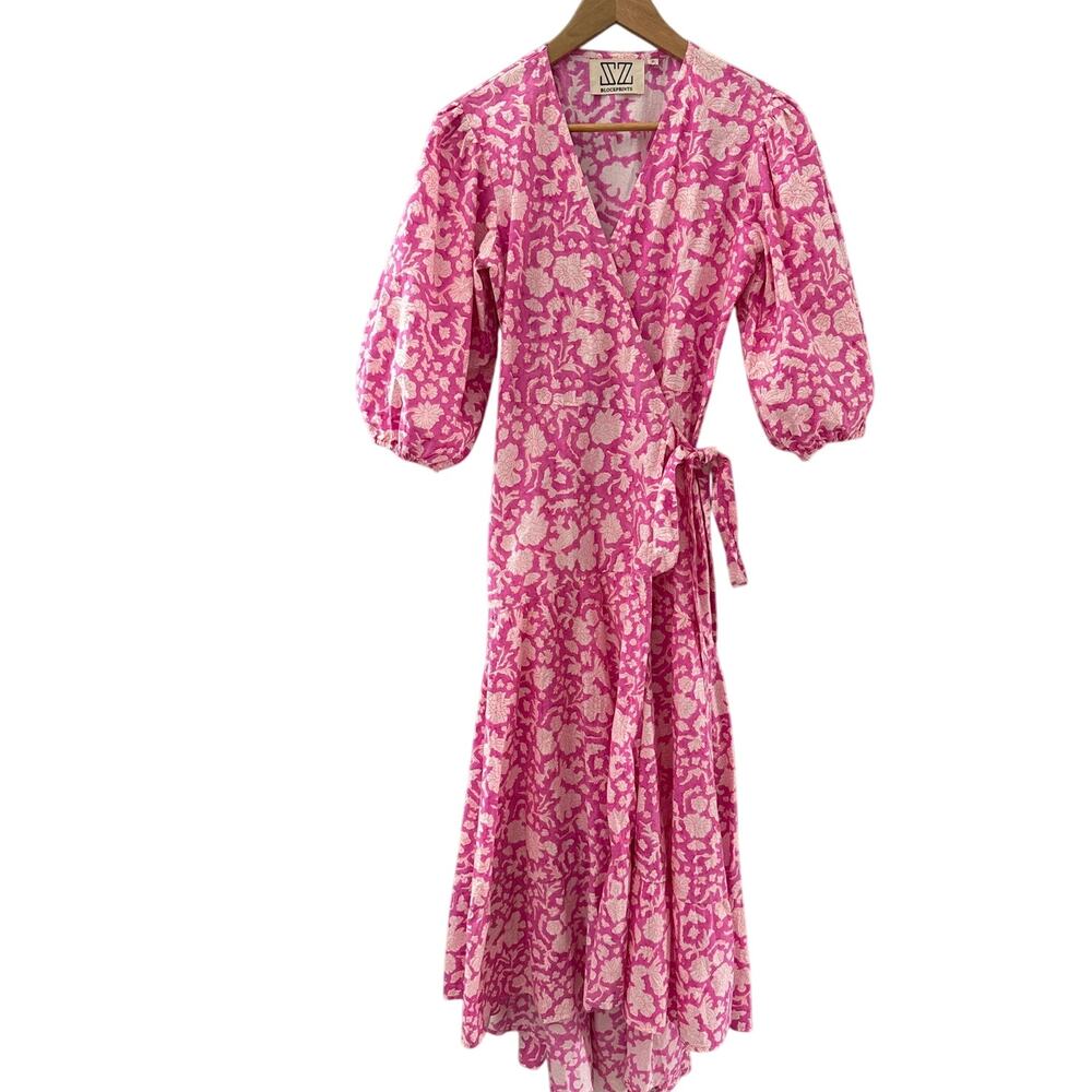 SZ Blockprints Haze Full Wrap Dress Eva Pink Size Small - Picture 4 of 12